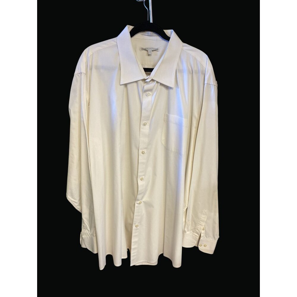 Assante Mens Cream Long Sleeve Button-Down Shirt Size 21 8/9 HA01 R